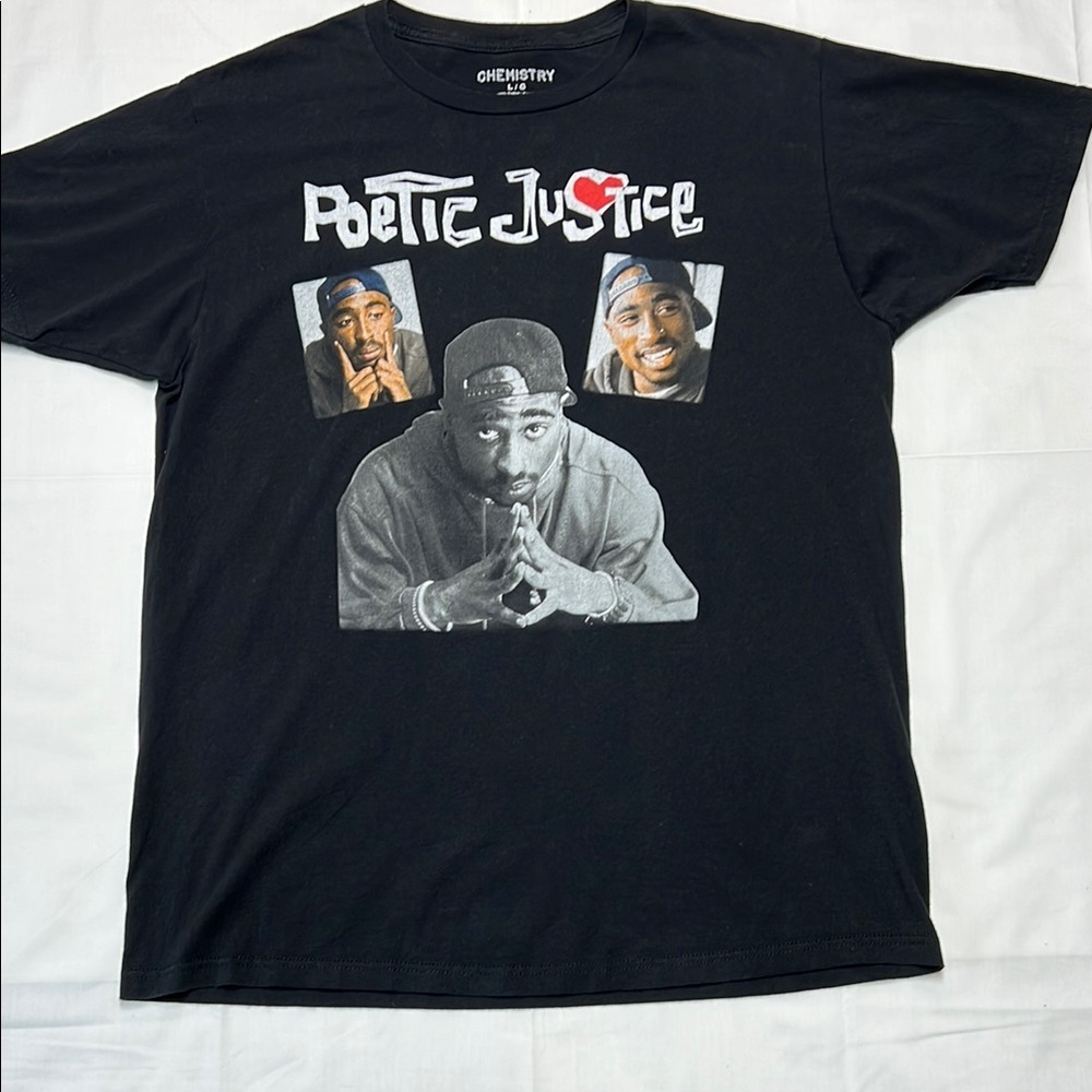 Chemistry poetic justice 2pac shaker black graphic tee men’s size large